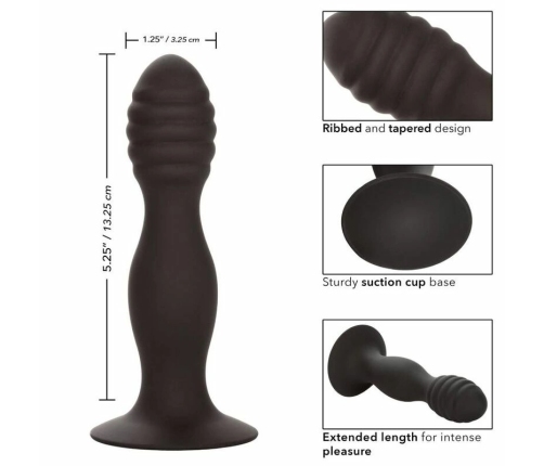 CalExotics Silicone Ribbed Anal Stud - Flexible Probe with Suction Cup
