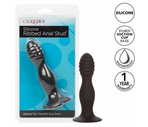 CalExotics Silicone Ribbed Anal Stud - Flexible Probe with Suction Cup