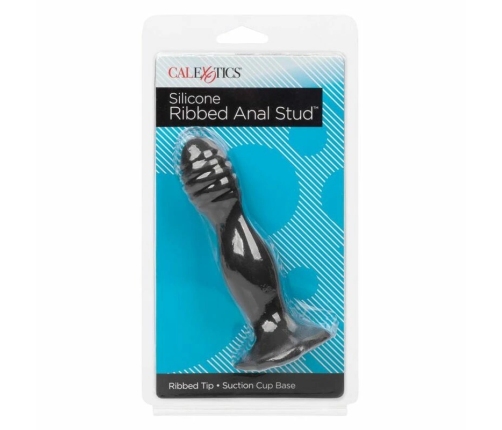 CalExotics Silicone Ribbed Anal Stud - Flexible Probe with Suction Cup
