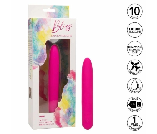 CalExotics Bliss Vibe Pink - Liquid Silicone, 10-Speed, USB Rechargeable