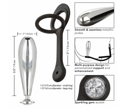 CalExotics Star Fucker Glider Plug - Dual Enhancer & Metal Probe with Gem Base