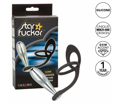 CalExotics Star Fucker Glider Plug - Dual Enhancer & Metal Probe with Gem Base