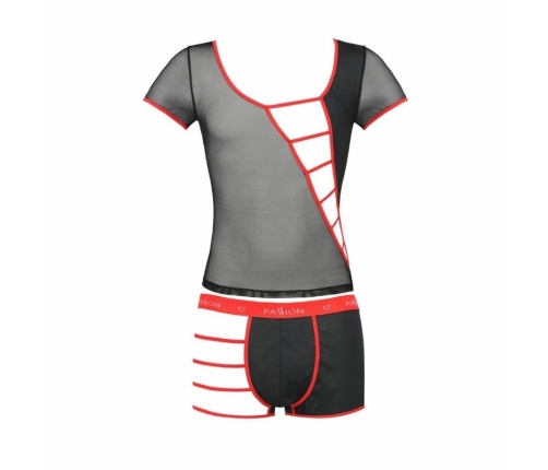 Passion 055 Set Black S/M - Elegant Polyurethane & Polyester Lingerie