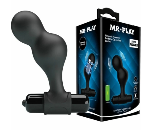 Pretty Love MR PLAY Black Silicone Anal Plug with 10 Vibration Modes