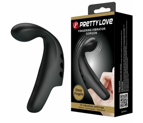 Pretty Love Black Gorgon Rechargeable Finger Massager, 10 Modes, Black
