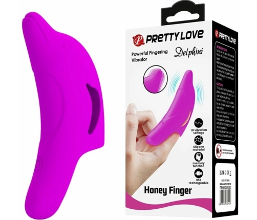 Pretty Love Delphini Finger Model - 10-Mode USB Silicone, Purple