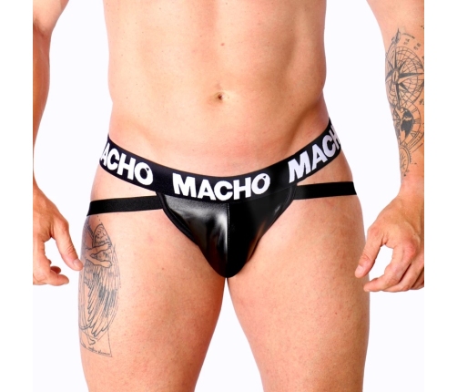 Macho MX25NC Intimate Jockstrap Black Leatherette L - Elastic Band