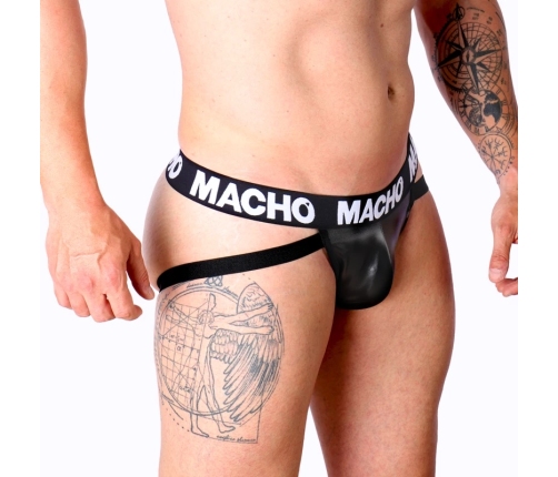 MACHO MX25NC Jockstrap Black XL Elastic Synthetic Leatherette
