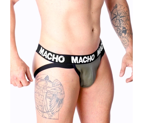 Macho MX27GR Jockstrap Synthetic Leather Gray Beige Size S