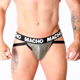 Macho MX27GR Jockstrap Synthetic Leather Gray Beige Size S