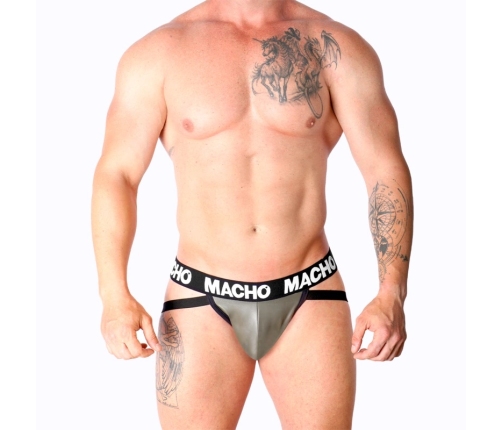 Macho MX27GR Jockstrap Synthetic Leather Gray Beige Size L