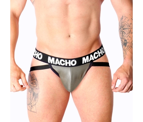 Macho MX27GR Intimate Jockstrap Grey Beige XL - Leather-Look Finish