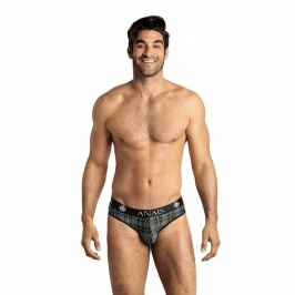 ANAIS MEN Balance Slip L - Microfiber Checked Briefs, Black/Grey/White