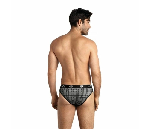 ANAIS MEN Balance Slip L - Microfiber Checked Briefs, Black/Grey/White