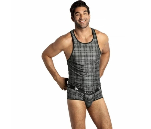 ANAIS Men Balance Top S - Modern Sleeveless Check Microfiber Shirt