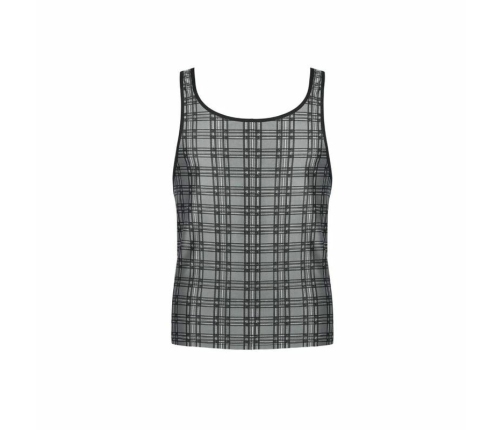 ANAIS MEN Balance Top L Black-Gray Checked Microfiber Sleeveless