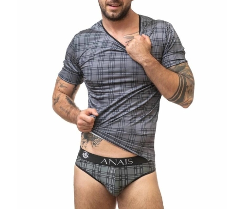 ANAIS MEN Balance T-Shirt L Black-Gray Checked Microfiber Top