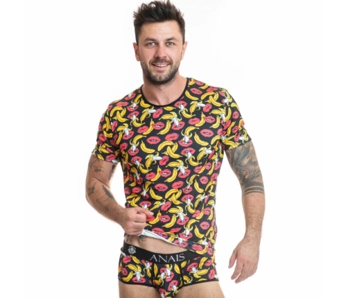 Anais Men Banana Print Lycra T-Shirt S - Soft, Fitted, European Design