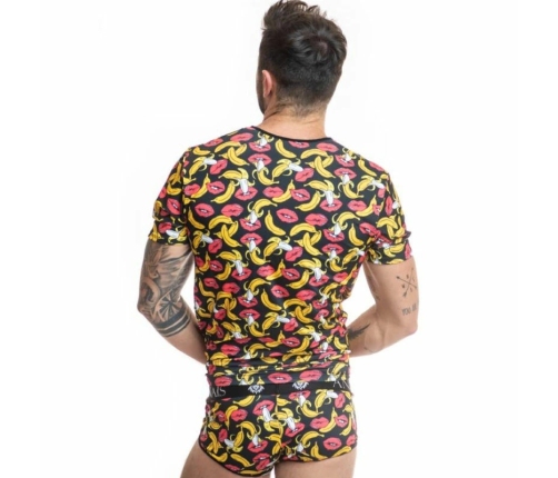 ANAIS MEN Banana Print T-Shirt XL - Soft Lycra, Modern Fit