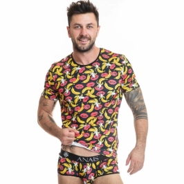 ANAIS MEN Banana Print T-Shirt XL - Soft Lycra, Modern Fit