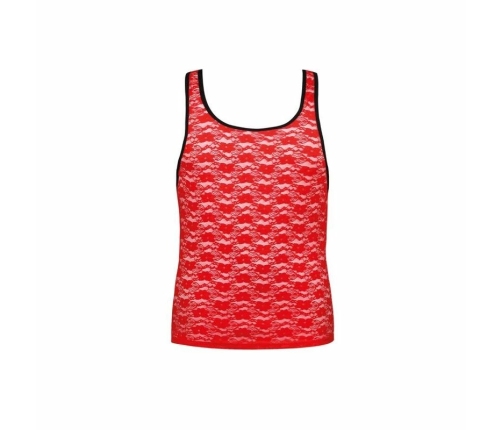 ANAIS Men Brave Top XL - Red Floral Lace Sleeveless Shirt