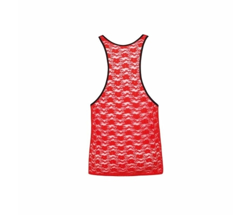 ANAIS Men Brave Top XL - Red Floral Lace Sleeveless Shirt