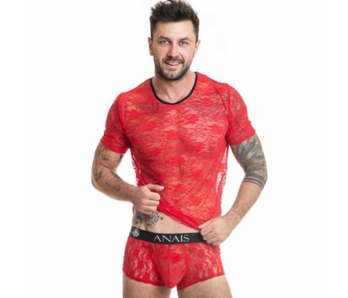 Anais Men Brave Red Lace Floral T-Shirt S - European Design