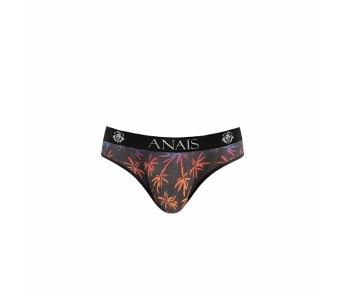 ANAIS MEN CHILL Slip Briefs Black Tulle Holiday Palms Print Size M