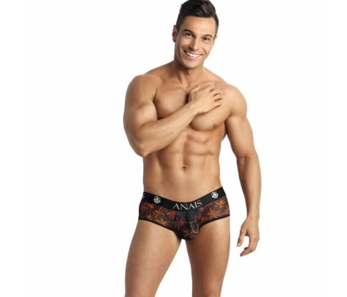 ANAIS MEN Chill Jock Bikini M Black Tulle with Colorful Print, Open Back