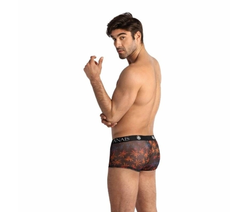 ANAIS MEN CHILL Boxer Shorts S - Sporty Fit, Palms Print, Black Mesh