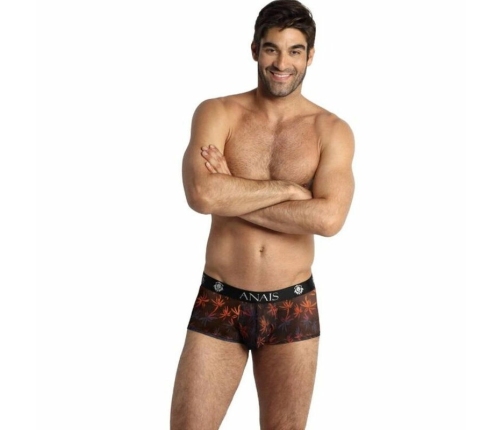 ANAIS MEN CHILL Boxer Shorts S - Sporty Fit, Palms Print, Black Mesh