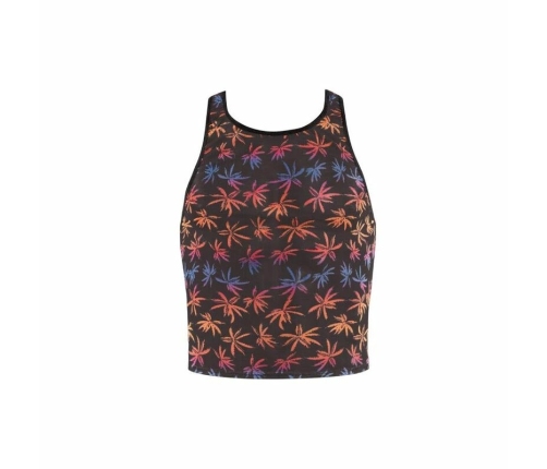 ANAIS Men Chill Top S Black Mesh Colorful Print Holiday Palms