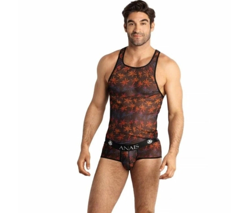 ANAIS MEN Chill Top XL Black Mesh Holiday Print Sleeveless