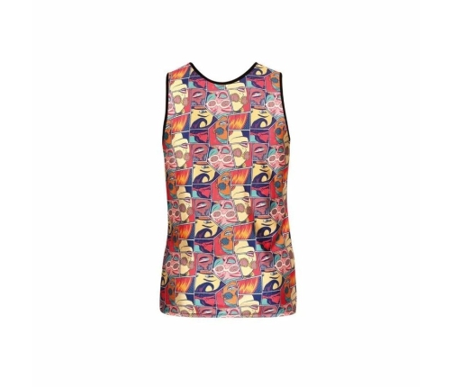 Anais Men Comics Top S - Sleeveless Fitted Modern Print Shirt