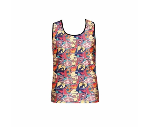 Anais Men Comics Top S - Sleeveless Fitted Modern Print Shirt