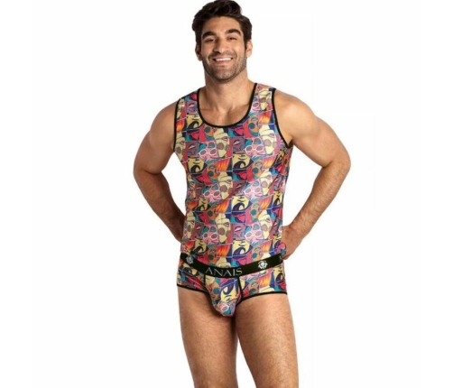 ANAIS MEN Comics Top L - Classic Sleeveless Modal Shirt with Print