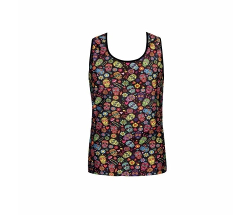 ANAIS MEN Mexico Top L - Sleeveless Modal Shirt with Floral & Skull Print