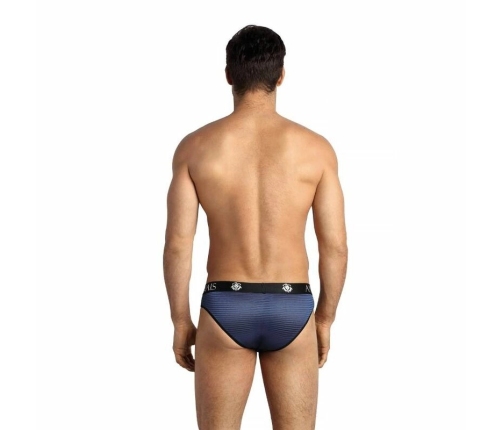 ANAIS Men NAVAL Slip L - Navy Blue Tulle Briefs with Satin Stripes