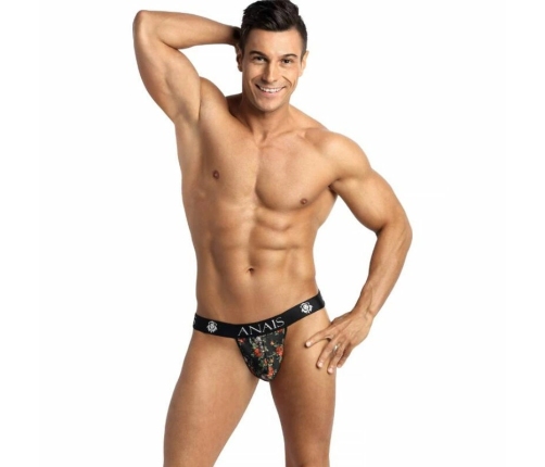 ANAIS Men Power Jock Strap L with Rose & Skull Print, Soft Modal, Clear