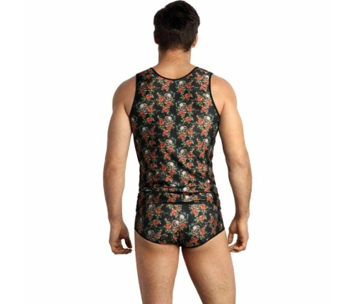 ANAIS MEN Power Top M - Sleeveless Modal Shirt with Rose & Skull Print