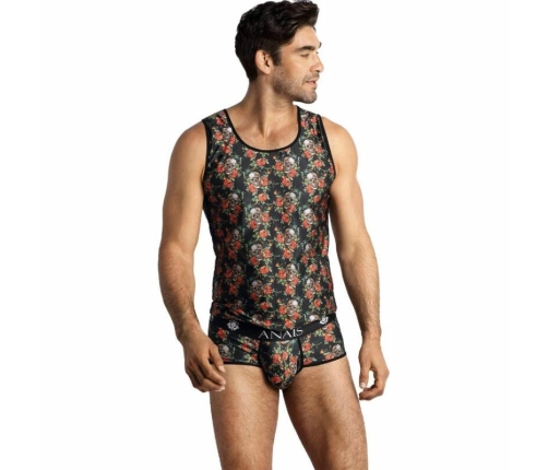 ANAIS MEN POWER TOP XL - Sleeveless Modal Shirt with Skull & Rose Print