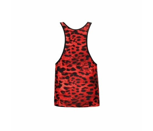 ANAIS MEN Savage Top S - Red Microfiber, Animal Pattern, Sleeveless Fit