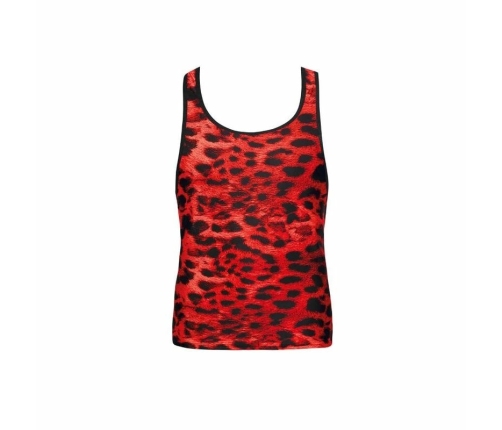 ANAIS MEN Savage Top S - Red Microfiber, Animal Pattern, Sleeveless Fit