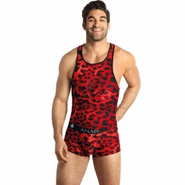 ANAIS MEN Savage Top S - Red Microfiber, Animal Pattern, Sleeveless Fit ANAIS MEN Savage Top S - Red Microfiber, Animal Pattern, Sleeveless Fit