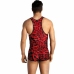 Anais Men Savage Top XL - Red Microfiber, Animal Print, Sleeveless Design