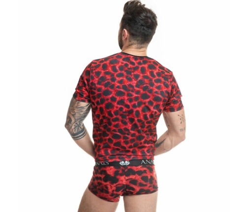 Anais Men Savage Red Microfiber Animal Print T-Shirt Size S