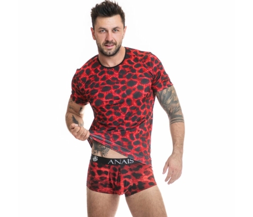 Anais Men Savage Red Microfiber Animal Print T-Shirt Size S