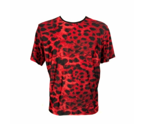 Anais Men Savage Red Microfiber Animal Print T-Shirt Size S