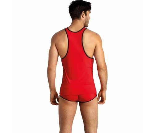 ANAIS MEN SOUL Sleeveless Microfiber Top S Red-Black Trim