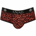 ANAIS Men TRIBAL Bikini Jockstrap XL - Red Microfiber, Animal Print